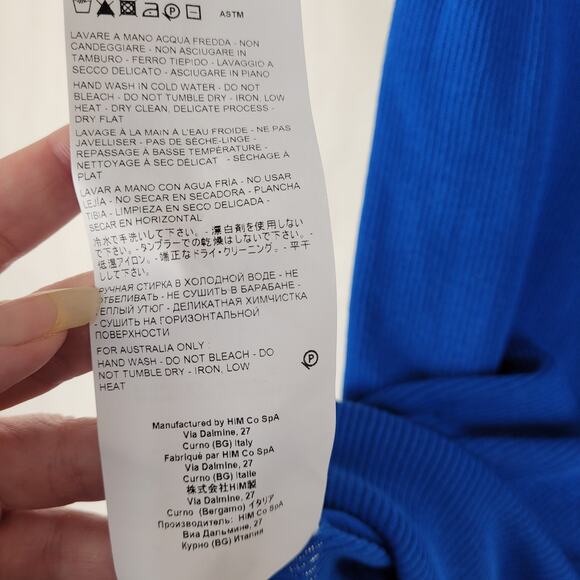 NWT Rochas Paris Blue Ribbed Logo Tank Top Size XL Designer Luxe Minimalist - Picture 10 of 13